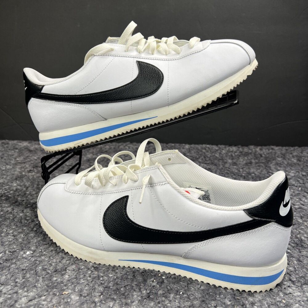 Nike Cortez Sneakers Mens 12.5 White Black Photo Blue DM4044-100 Retro Low Top